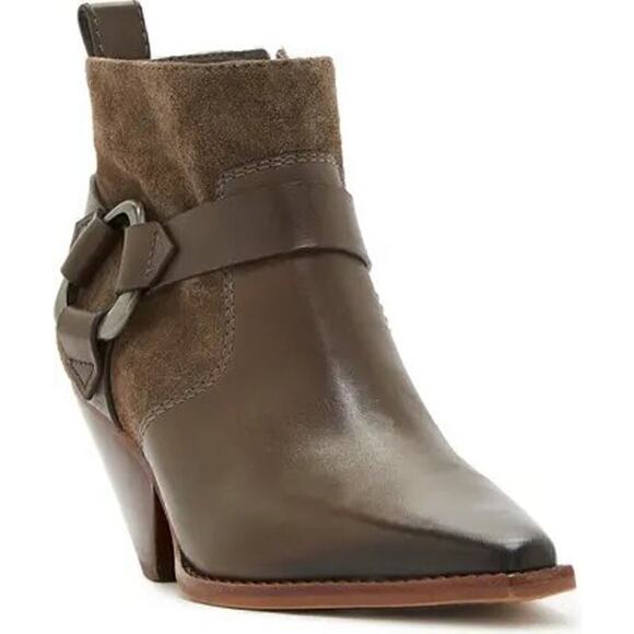 Vince Camuto Nenanie Bootie Pointed Toe Leather Suede Taupe NEW 8.5 US - Picture 1 of 9